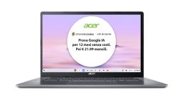Acer Chromebook Plus 515 CB515-2H-34ZU Laptop con IA Google, 15.6" Full HD, Intel Core i3-1215U, 8GB DDR5-SDRAM, 256GB SSD, Wi-Fi 6E (802.11ax), ChromeOS, Grigio, con funzioni di intelligenza artificiale