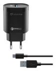 Cellularline USB Charger Kit 18W - USB-C - Huawei, Xiaomi, Wiko, Asus and other smartphone Caricabatterie da rete adattivo 18W con cavo USB-C