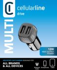 Cellularline USB Car Charger Dual - Universal Caricabatterie da auto con doppia porta USB 10W