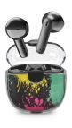 Music Sound Drip Auricolari Bluetooth a capsula con custodia trasparente e fantasie originali